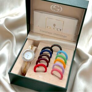 AUTHENTIC VINTAGE GUCCI INTERCHANGEABLE BEZEL WATCH (12 BEZELS) - FULL SET
